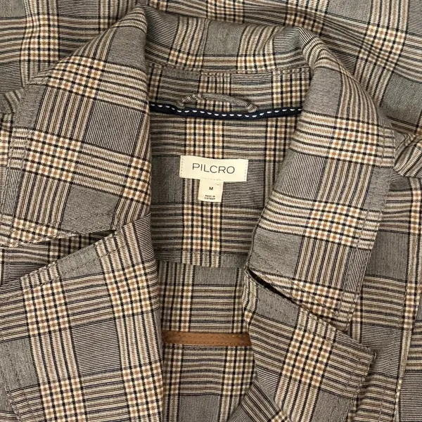 Anthropologie PILCRO Belted Blazer Dress Plaid Glen Check Brown Pockets Medium - Image 11
