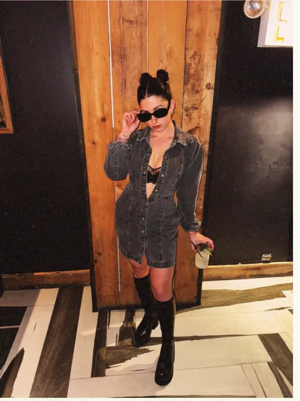 Free People Black Mia Denim Mini Dress Small - Image 10