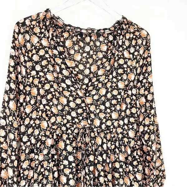 ZARA Women's Floral Tunic Mini Dress Size M Boho‎ Chic - Image 4