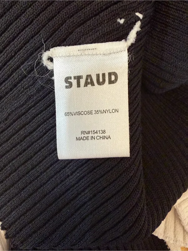 STAUD Shoko Colorblock Button-Front Midi Dress in Black and White - Image 4