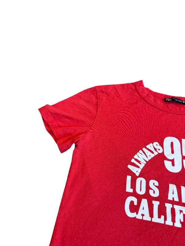 Zara Red Graphic Baby Tee Los Angeles California Short Sleeve Size Small - Image 3