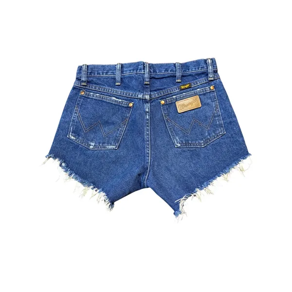 Wrangler Cut Off Denim Jean High Rise Shorts Frayed Hem - Image 4