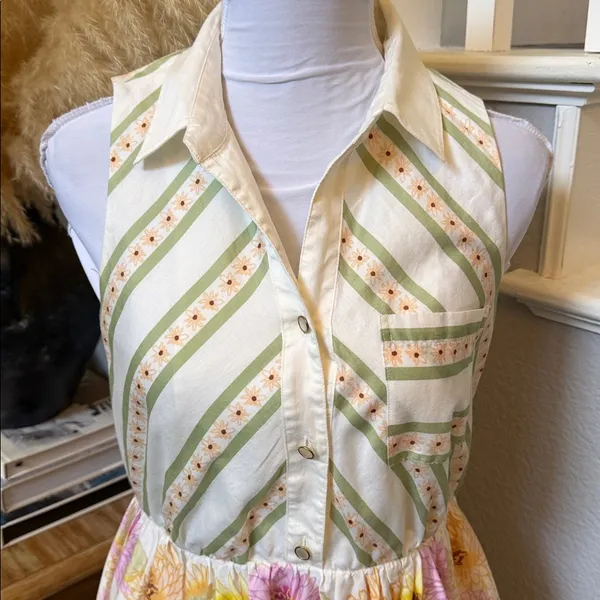 Ever New Floral Sleeveless Collared Half Button Mini Dress Size 6 - Image 2
