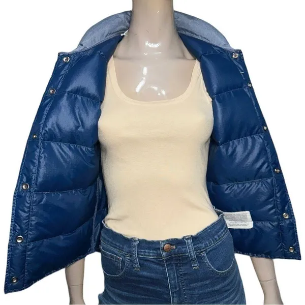 Miller Vintage Women’s Size XS Denim Blue Goose Down Snap Up Puffer Vest - Image 6
