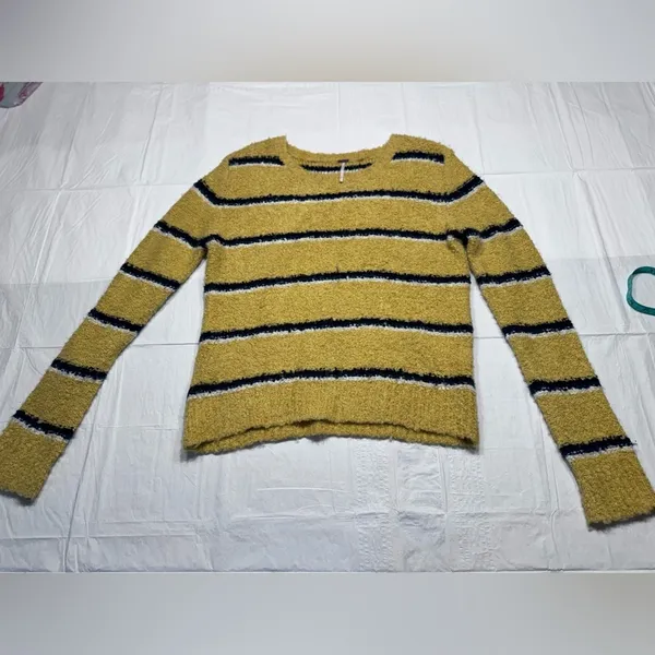 Free People "Best Day Ever" Alpaca-Blend Boucle Stripe Sweater - Image 2