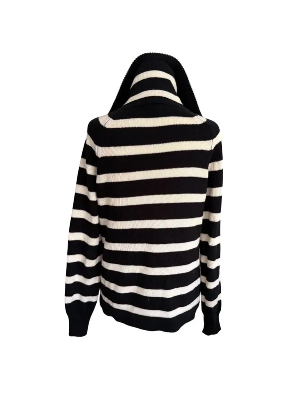 RALPH LAUREN Black White Striped Sweater Size Medium - Image 2