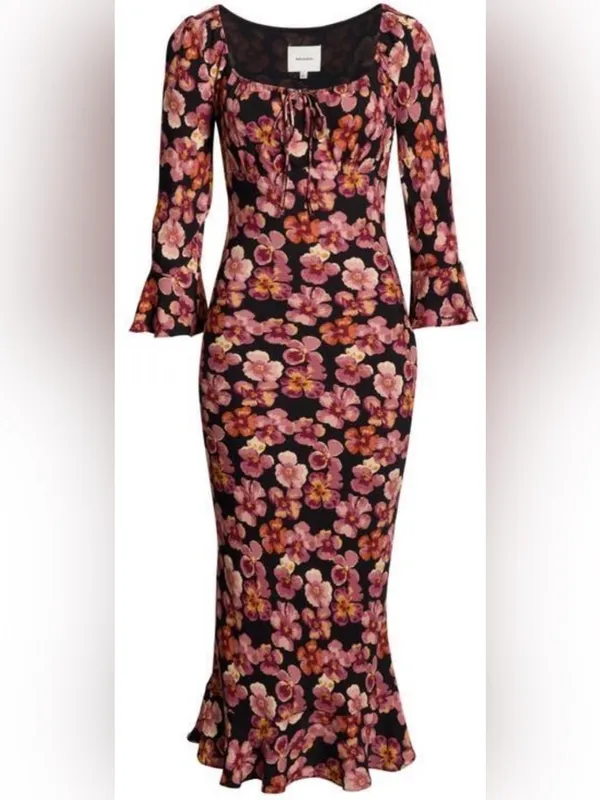 NEW Reformation Kiley Floral Print Long sleeve Midi Dress sz 8 - Image 2