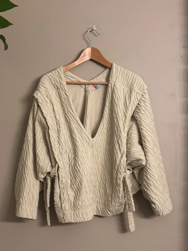 FREE PEOPLE BEACH Wavy Textured Pullover Blouse - Opal‎ Silk - Image 2