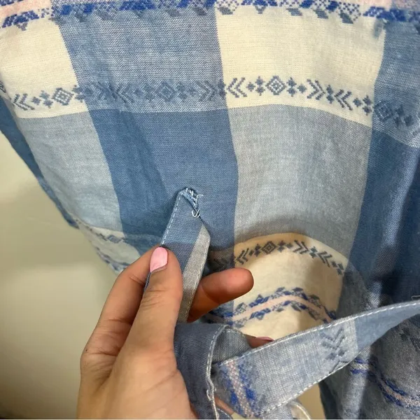 ✨ Vintage Ride Blue‎ White Plaid Western Vest Medium Nepal - Image 10