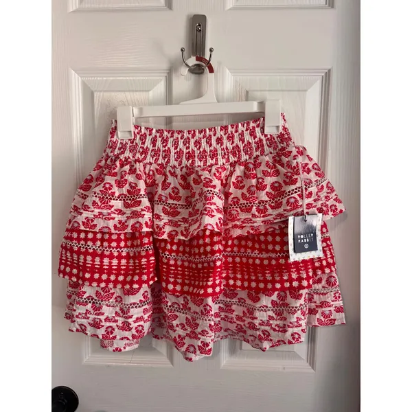 Roller Rabbit Skirt Red & White‎ Tiered Mini Skirt Size Small NWT - Image 2