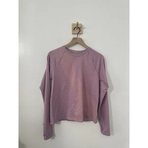 Outdoor Voices Seamless Long Sleeve Athletic Top SeamlessPique Pink Lightweight - Image 2