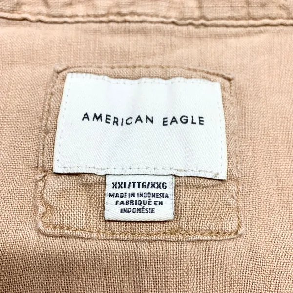 American Eagle Oversized Button Down Women Size XXL Tan‎ Linen Blend Boho Shirt - Image 5