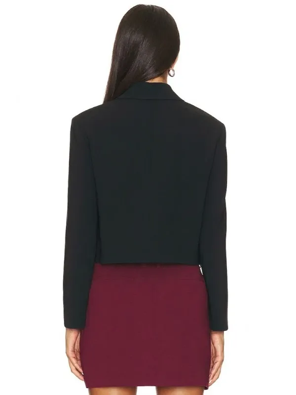 NWT Theory Crop Double-Breasted Jacket in Black Admiral Crepe Blazer 4 - Image 3