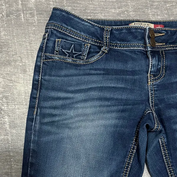 Peoples Liberation Bootcut Jeans Womens 3/4 (30X32) Low Rise Star Flap Pocket - Image 4