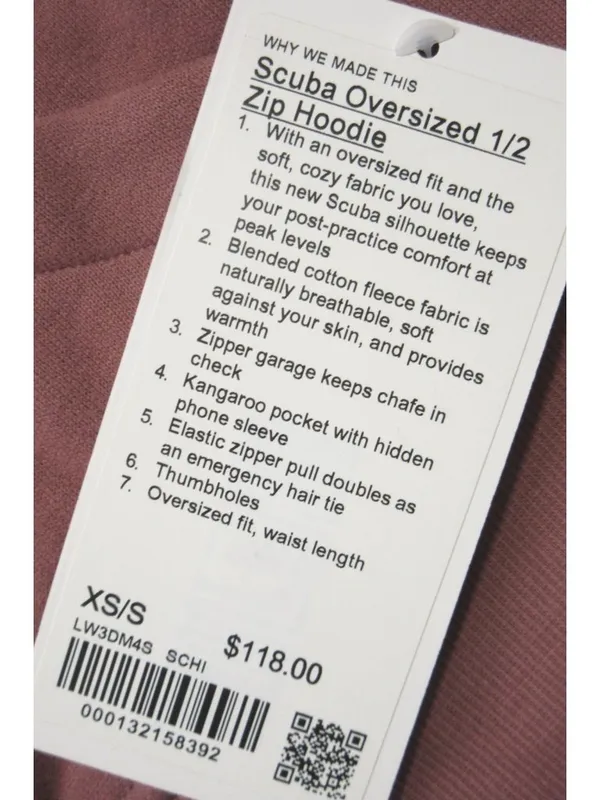 NWT Lululemon Scuba Oversized Half Zip Hoodie in Spiced Chai Sweatshirt XS/S - Image 3