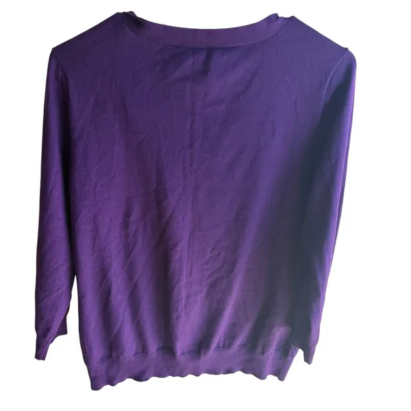 Vintage Ralph Lauren Purple Silk Blend Scoop Neck Bow Sweater Women's‎ Large - Image 5