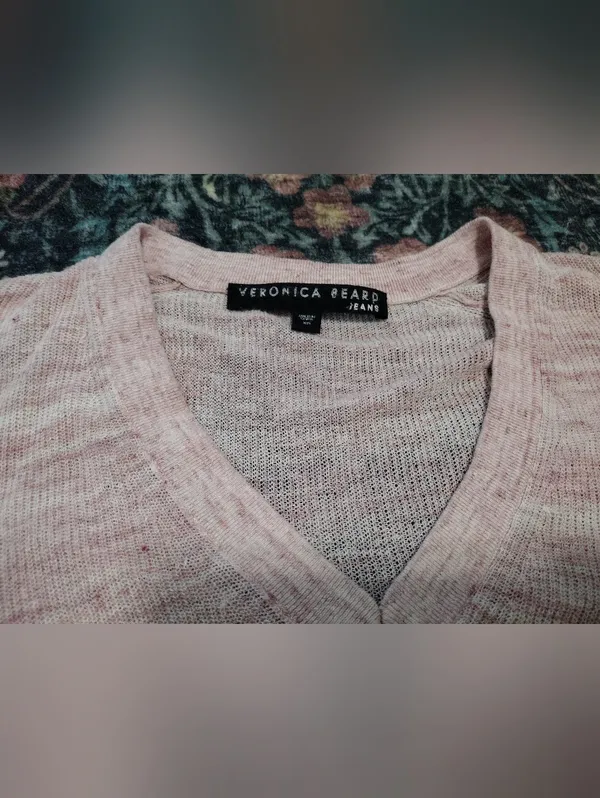 Veronica Beard Pink Twist-Front V-Neck Sweater - Image 3