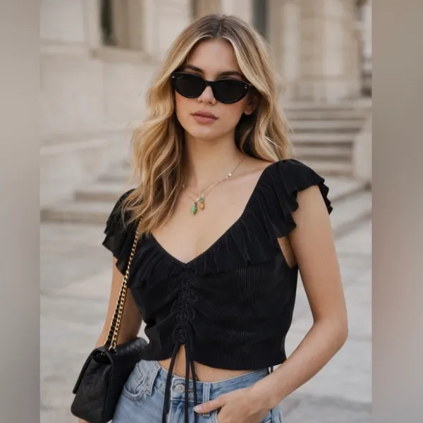 Zara crop top front adjustable - Image 2