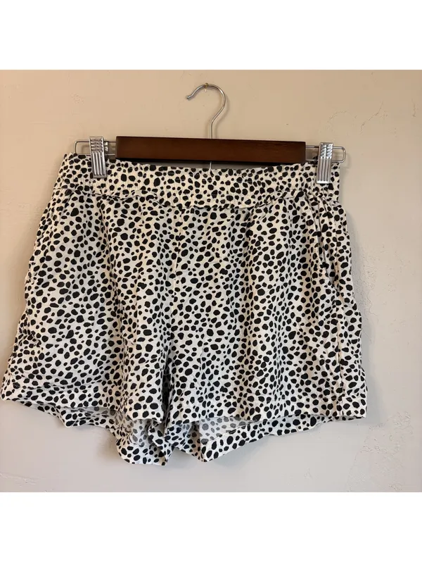 Aerie Cream & Black Dalmatian Print Lightweight Elastic Waist Shorts Size XS - Image 2