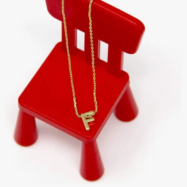Boutique NEW Women's Letter F Dainty 14k Gold‎ Filled Block Necklace, 16-18” - Image 11