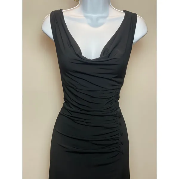 White House Black Market Womens Black Ruched Sheath Dress Size 8 - Image 3