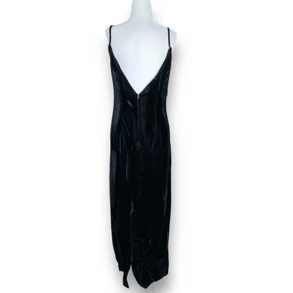 Vintage‎ Black Velvet Pearl Beaded Maxi Slip Dress 90s Formal Evening Size 10 - Image 10