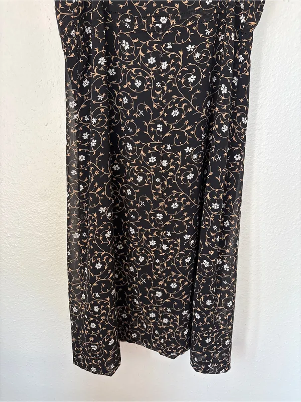 Express Vintage 90s Goth Black Floral Babydoll Slip Dress - Image 6