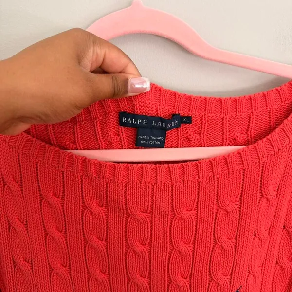 Orange Ralph Lauren‎ Boat Neck Cable Knit Sweater - Image 5