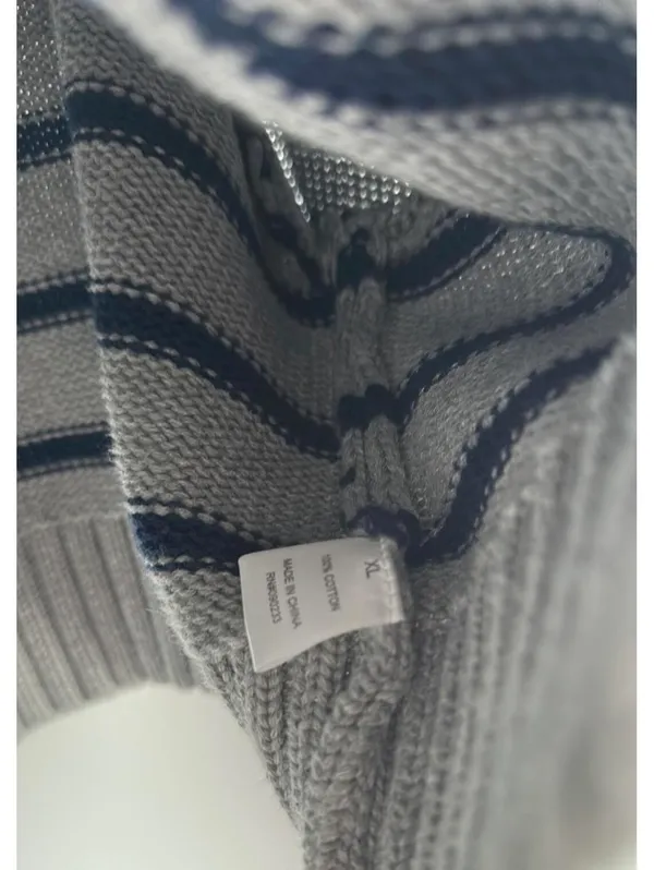 PacSun Callie Cotton Stripe Crop Polo Sweater Heather Gray XL - Image 6