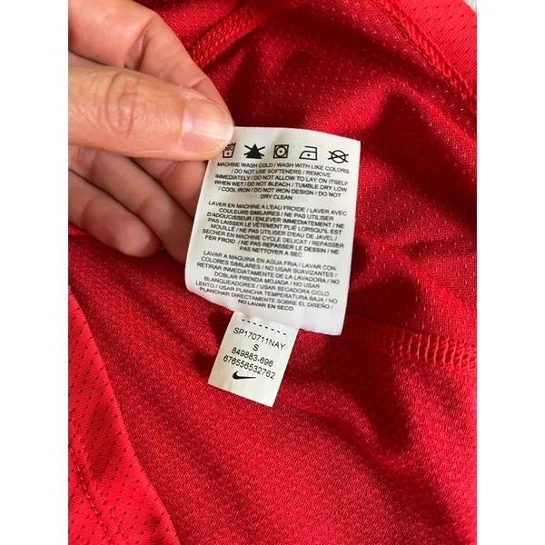 Nike Running Dri-FIT Red Shirt Small Long Sleeve Athletic Reflective Logo Sporty - Image 9