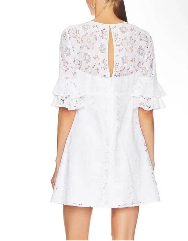 White Amanda Uprichard Lace Mini Dress - Image 2