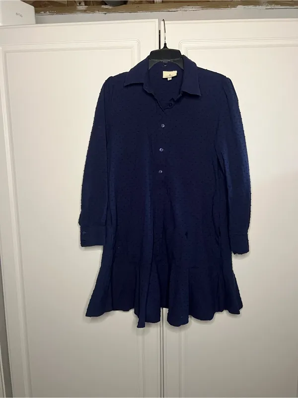 Tuckernuck Callahan Navy Swiss Dot Shirt Dress - Image 4