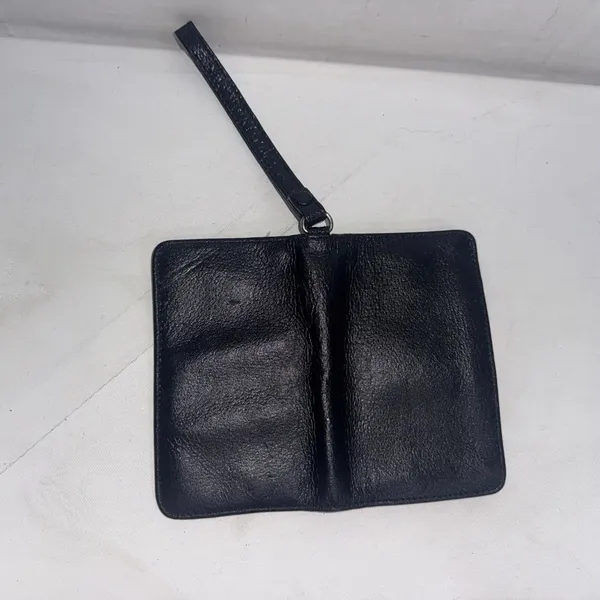 Vintage HOBO INTERNATIONAL Black Patent Leather Folding Wristlet Clutch Wallet - Image 2