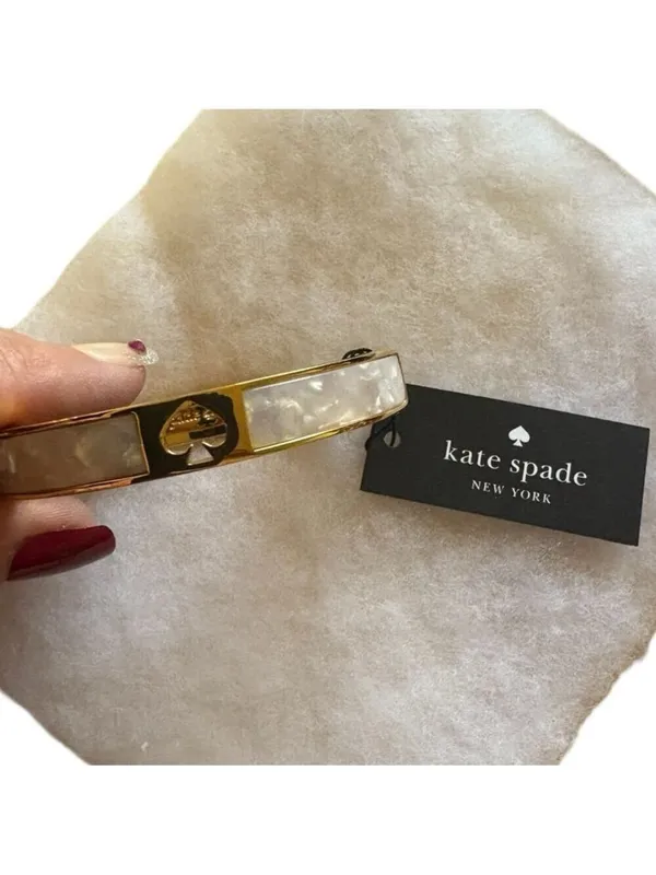 Kate Spade Gold & White Mother of Pearl Bangle Bracelet One Size - Image 3
