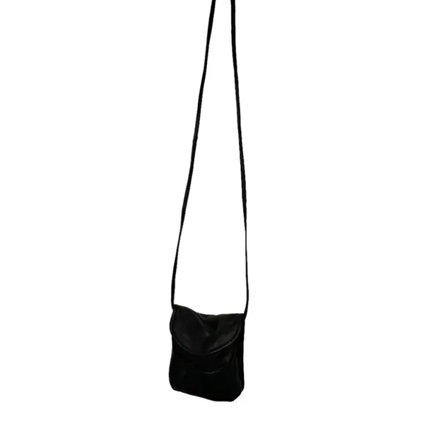 Black Leather Long Shoulder‎ Bag - Image 2