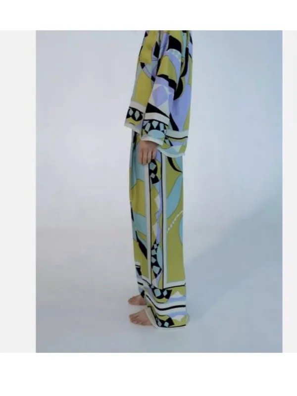 Zara printed palazzo trousers Green Size L - Image 2