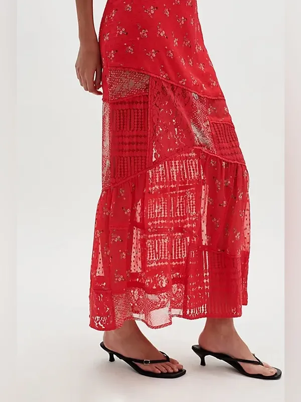 Free People Daniella Lace Maxi Skirt Large - Image 3