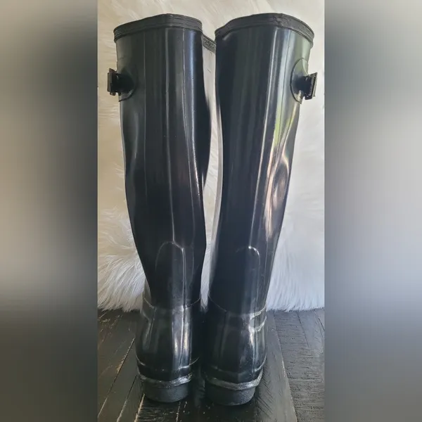 Hunter Original Black Gloss Rain Boots Women's Size 6 - Image 3