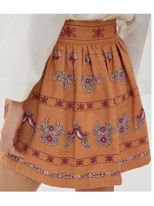 Anthropologie Meghan Embroidered Mini Skirt Size 10 - Image 2