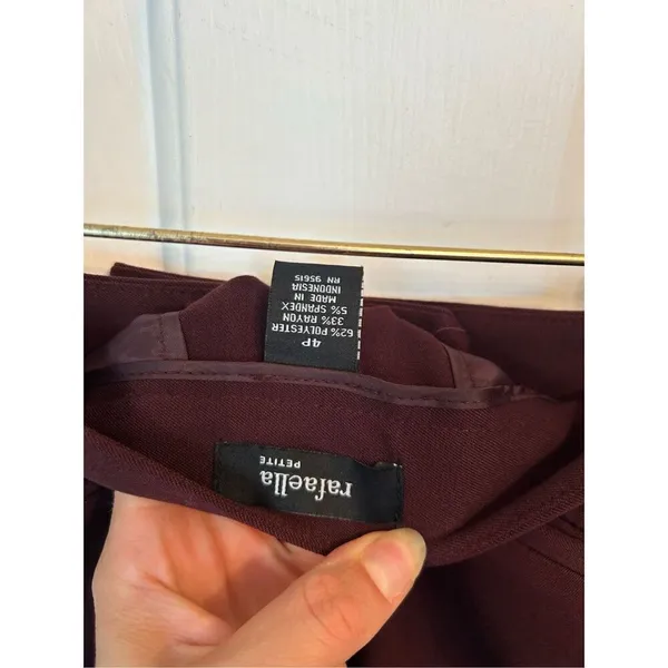 Rafaella burgundy dress pants size 4 petite work pants office wear stylish NWT - Image 5