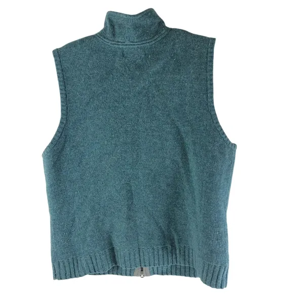 Eddie Bauer Womens Lambswool Blend Full Zip Vest Blue L - Image 2