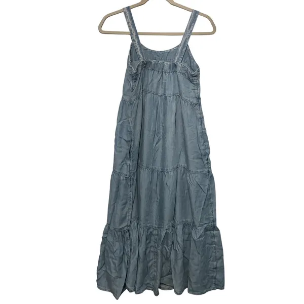 The Drop Chambray Tiered Maxi Dress XXS NWT Light Denim Blue‎ - Image 3