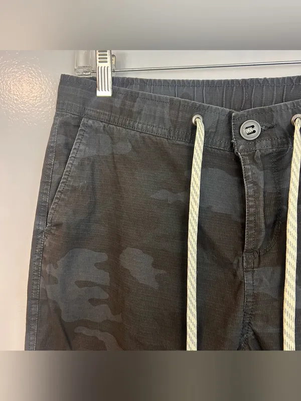 Vuori Ripstop Black/Grey Camo Climber Zipper Drawstring Pants Size Medium - Image 3