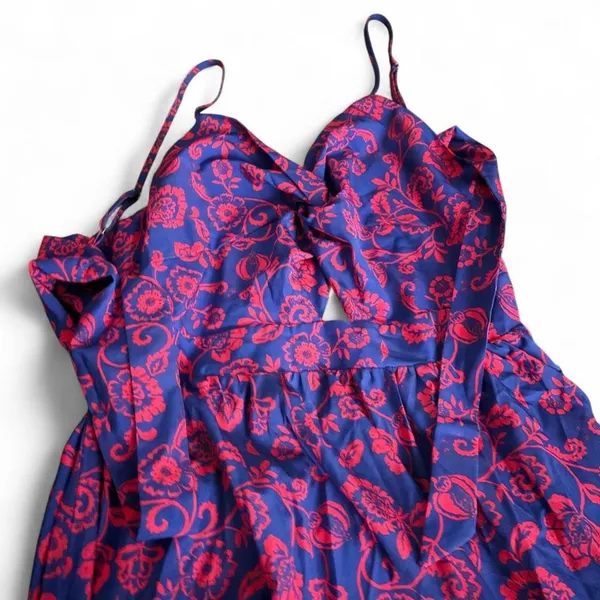 Blue maxi dress with pink floral design - Image 2