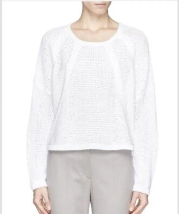 Helmut Lang Gray Plov Open Knit Fine Cord Pullover Sweater Small - Image 8