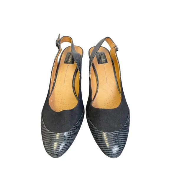 Clarks Artisan Women's Navy Blue Leather Slingback Shoes Size 9.5M SKU 1933 - Image 2