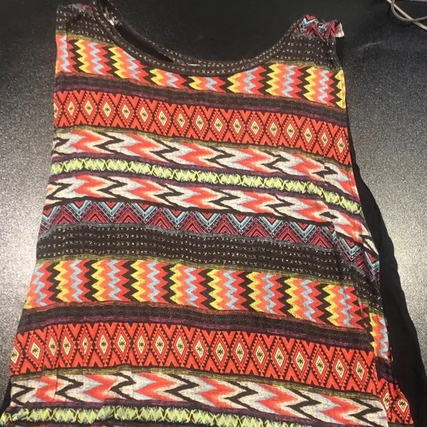 Concert by Clare Womens Medium Aztec Pattern Plain Black Back Tank Top‎ - Image 2