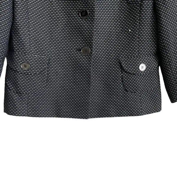 Alex Marie Women Classic Professional Blazer 8 Black White Textured Button Front - Image 4