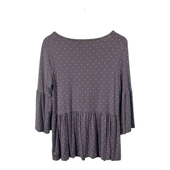 Matilda Jane Perfect in Purple Polka‎ Dot Peplum Bell Sleeve Top Size Medium - Image 6