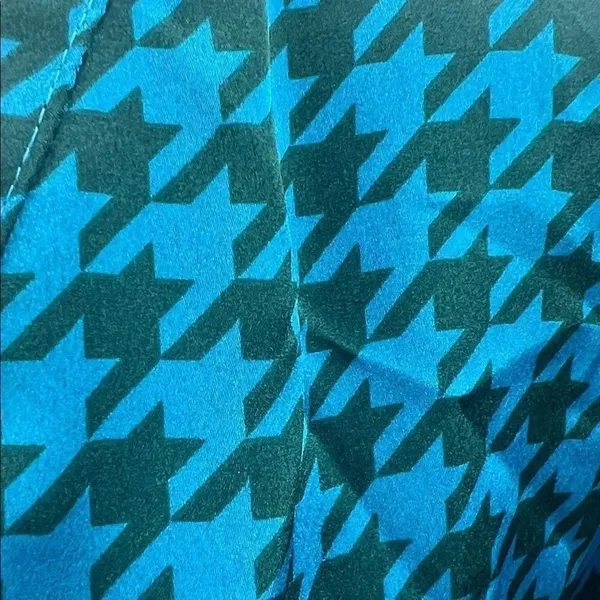Ann Taylor Teal Houndstooth V-Neck Blouse - Image 4